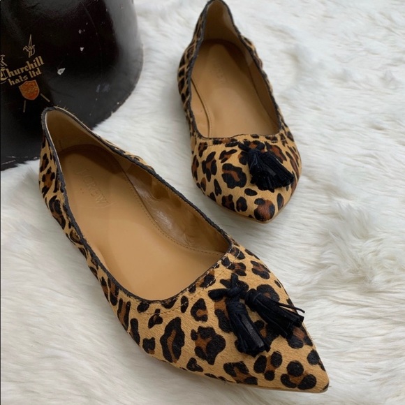 J. Crew Factory Shoes - J crew Calf Hair Leopard Pointy Flats
